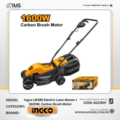 Ingco LM385 1600W Electric Lawn Mower with 45L Grass Box