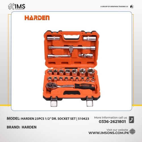 Harden Professional Ratchet 23PCS 1/2” Drive Socket Set | 510423