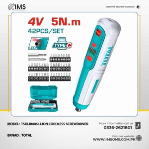 TOTAL TSDLI0403 4V Li-ion Cordless Screwdriver – 4Nm Torque | USB Charging 1