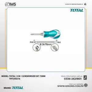 Total | 2 IN 1 Screwdriver set 75mm THT250216