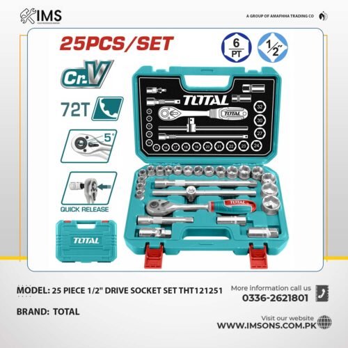 TOTAL THT121251 25-Piece 1/2" Drive Socket Set