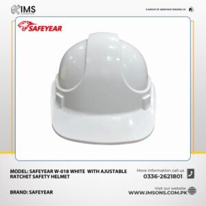 Safeyear W-018 White High Density Polyethylene Ventilated With Ajustable Ratchet Safety Helmet