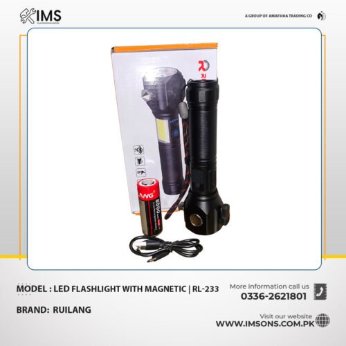 RUILANG RL-233 LED Rechargeable Flashlight with Magnetic Side Attachment