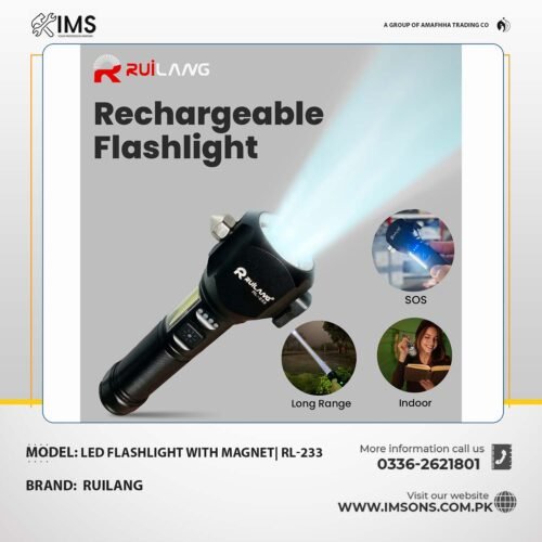 RUILANG-RL-233-LED-Rechargeable-Flashlight-with-Magnetic-Side-Attachment