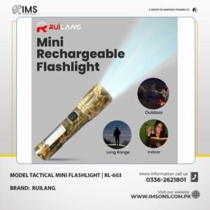RUILANG-RL-603-Tactical-Camouflage-Mini-Rechargeable-Flashlight-with-COB-Side-Light-&-Carry-Case