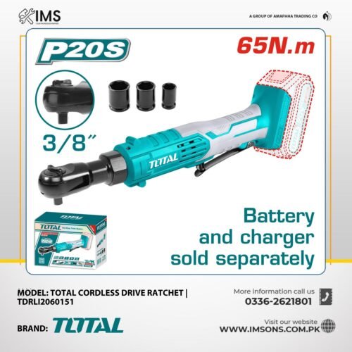 Total Cordless Drive Ratchet, 20 V, 65 Nm | TDRLI2060151