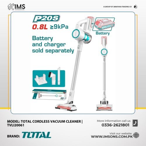 Total Cordless Vacuum Cleaner 20 V – 120 W, 0.8 L | TVLI20061