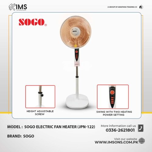 Sogo Electric Fan Heater JPN-122 | Adjustable Thermostat & Dual Heat Settings