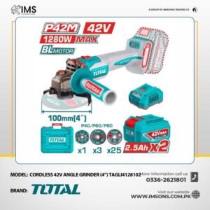 Total TAGLI4128102 Brushless Cordless Angle Grinder 100mm – 1280W