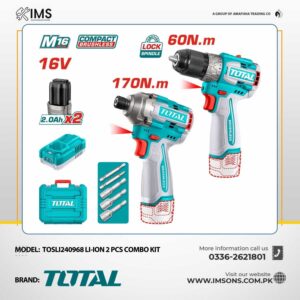 Total TOSLI240968 Brushless Cordless Drill & Impact Driver Combo Kit