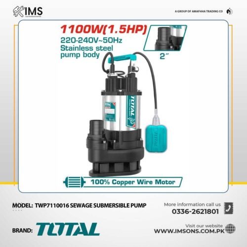 TOTAL TWP7110016 1.5HP Sewage Submersible Pump 1100W